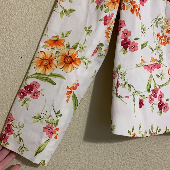 NWOT Talbots Floral Print Shoulder Pad Blazer Jacket - Picture 5 of 8